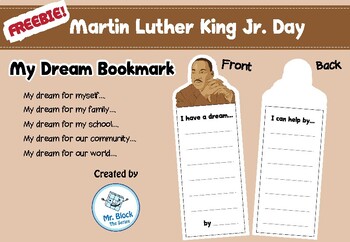 Preview of FREEBIE! Martin Luther King Junior Bookmark