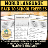 World Language Back to School Freebies - French, Spanish, 