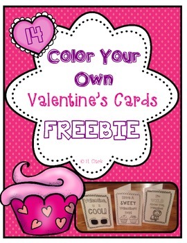 Preview of Valentine's Day Color Your Own Cards {14 Cards} FREEBIE!