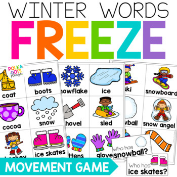 Preview of Winter Movement Break Game with Cards with Writing Activities
