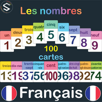 Preview of FRENCH 01 to 100 Numbers flash cards (Les Nombres de 1 à 100).