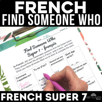 Preview of FRENCH 1 Present Tense Verbs Review Super 7 - back to school activities