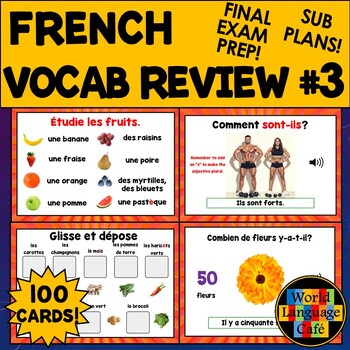 Preview of FRENCH 1 REVIEW BOOM CARDS ⭐ Part 3 ⭐ French 1 Vocabulary Final Exam Review