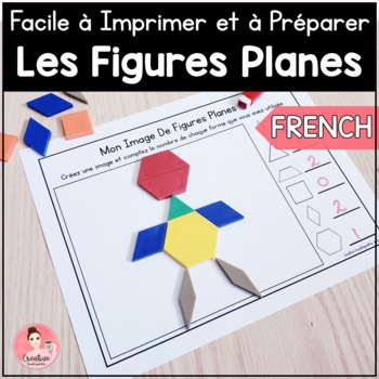 Preview of FRENCH 2D Shapes Math Centers | Easy Print and Prep