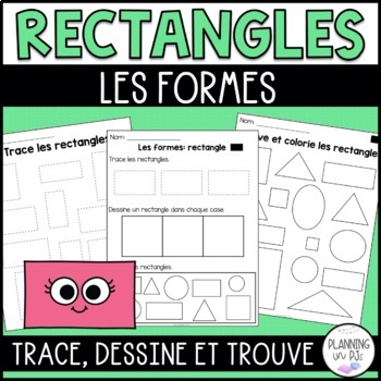 Preview of FRENCH 2D Shapes: Rectangles | Les Formes Géométriques | Kindergarten Worksheets