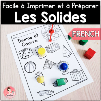 Preview of FRENCH 3D Shapes Math Centers | Easy Print and Prep