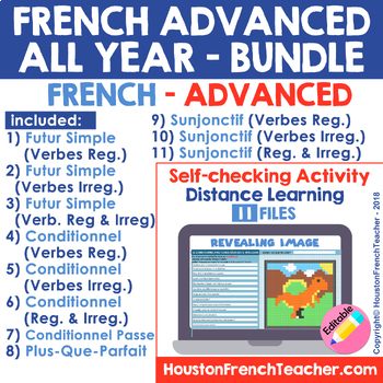 Preview of FRENCH ADVANCED LEVEL VERBS + GRAMMAR CONCEPTS | BUNDLE (11 PIXEL ARTS)
