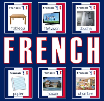 FRENCH AND ENGLISH FLASHCARDS LANGUAGE RESOURCES EDUCATION DISPLAY