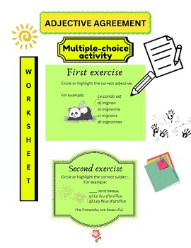 FRENCH Adjective agreement - multiple-choice worksheet by FocusOnFrench