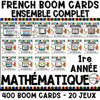 Preview of FRENCH MATH BOOM CARDS AUDIO - GROWING BUNDLE - MATHÉMATIQUE - 1re