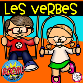 Preview of FRENCH BOOM CARDS • Les verbes • Kids with AUDIO