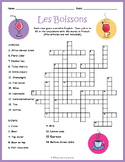FRENCH DRINKS Crossword Puzzle Worksheet Activity - Les boissons