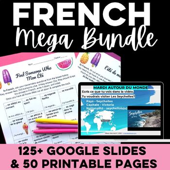 Preview of FRENCH Curriculum Back to School Activities French Units Worksheets Bundle