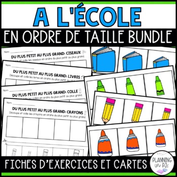 Preview of FRENCH Back to School Size Ordering Activities | L'école en ordre de taille