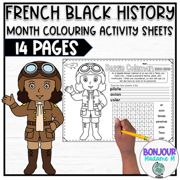 Preview of FRENCH Black History Month Activities | Colouring Activity Worksheets