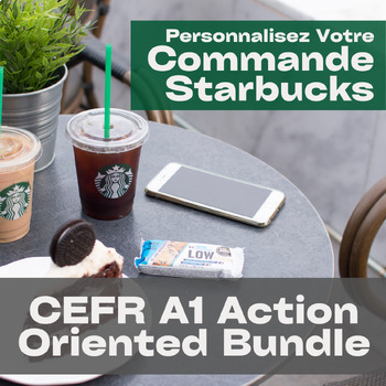 Preview of FRENCH Bundle: "Order at a Café: Starbucks Edition" | CEFR A1 Action-Oriented