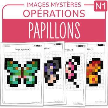 Preview of FRENCH Butterfly Mystery Pictures Grade 1 Papillons Addition Soustraction 1-20