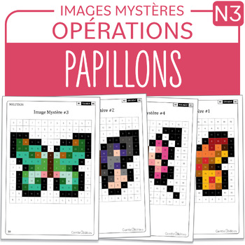 Preview of FRENCH Butterfly Mystery Pictures Grade 3 Papillons Multiplication Division 1-9
