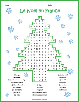 Preview of FRENCH CHRISTMAS Vocabulary Word Search Worksheet Activity - Le Noël en France