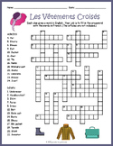 FRENCH CLOTHING Vocabulary Crossword Puzzle Worksheet Acti