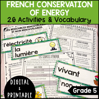 Preview of FRENCH CONSERVATION OF ENERGY UNIT - GRADE 5 SCIENCE - DIGITAL & PRINTABLE