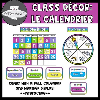 Preview of FRENCH Calendar Display/ Calendrier de Classe: Arc en ciel!