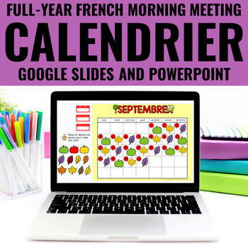 Preview of French Calendar Math - Digital Calendar Slides Morning Meetings - Le Calendrier
