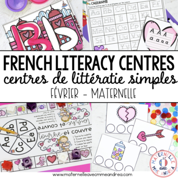 Preview of FRENCH Simple Literacy Centres - Centres de littératie (Février - MATERNELLE)