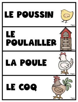 FRENCH Chicken Word Wall by Peg Swift French Immersion | TPT