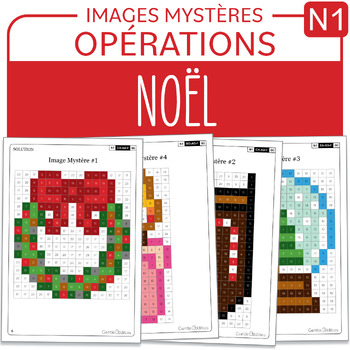 Preview of FRENCH Christmas Mystery Pictures Grade 1 Noël Addition Soustraction 1-20