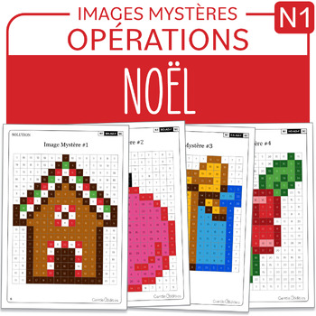 Preview of FRENCH Christmas Mystery Pictures Grade 1 Noël Addition Soustraction 1-20