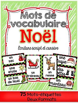 Preview of French Christmas Word Wall Cards | Noël Mots de vocabulaire