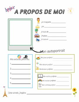 Preview of FRENCH Student Introducing myself All about Me printable