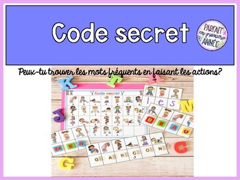 Preview of FRENCH Code secret avec les actions mots fréquents | Secret Code sight words