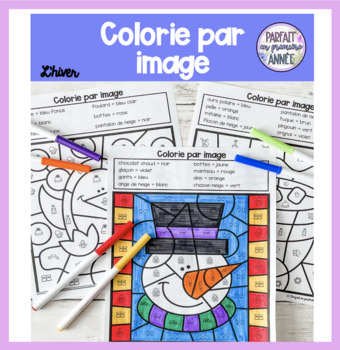 Preview of FRENCH Colorie par image Hiver Color by code Winter
