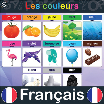 Preview of FRENCH Colors Vocabulary Large Posters - LES COULEURS en Français