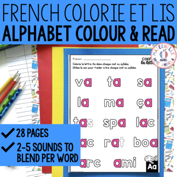 Preview of FRENCH Colour and Blend / Colorie et lis les lettres Phonics Decoding Practice