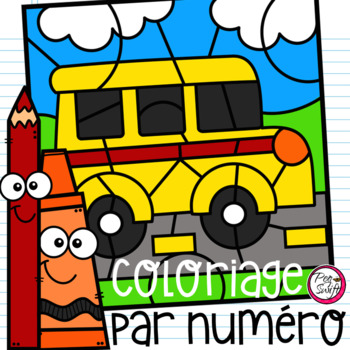 Preview of FRENCH Colour by Number - School