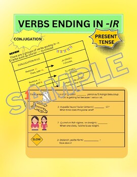 Preview of FRENCH Conjugation of verbs ending in -IR present tense - review - exercise