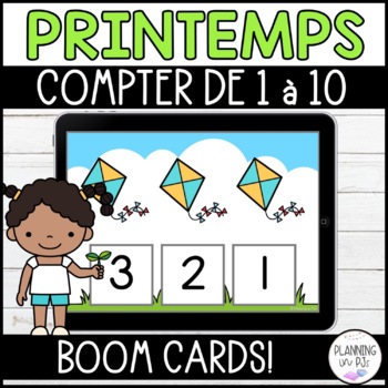 Preview of FRENCH Counting 1-10 Spring Digital Boom Cards™ | Compter de 1 à 10 le printemps