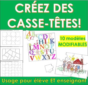 Preview of FRENCH Create Your Own Puzzle, Editable | Art Activity | Distance Learning