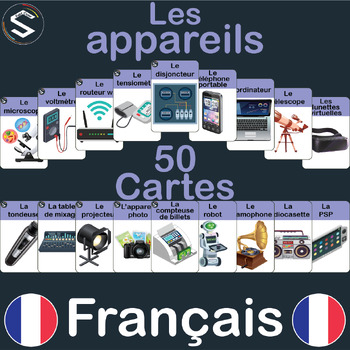 Preview of FRENCH DEVICES Lexicon, Vocabulary Flashcards( LES APPAREILS)