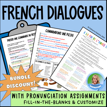 Preview of FRENCH 20 Dialogue Customizable Conversation Starters Scripts & Pronunciation