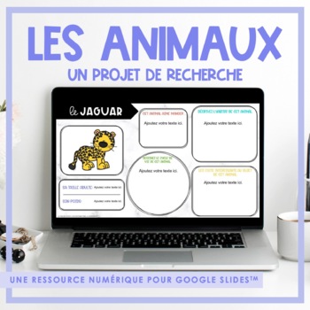 Preview of French Animal Research Project | Printable & Digital | Distance Learning