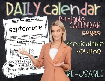 Preview of FRENCH - Daily Calendar Folder - Printable -Differentiated Worksheets