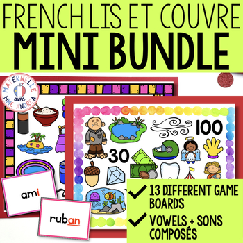 Preview of FRENCH Science of Reading Decoding Phonics Game - Lis et couvre - MINI BUNDLE 2
