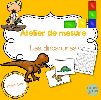 Preview of FRENCH Dinosaurs Mesurement activity/ Atelier Mesure Les dinosaures