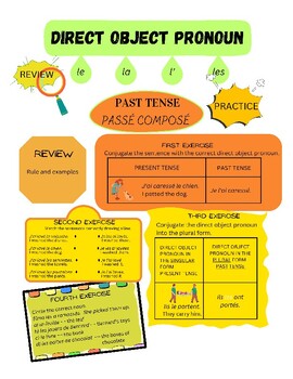 Preview of FRENCH Direct Object Pronoun in the past tense (passé  composé) review worksheet