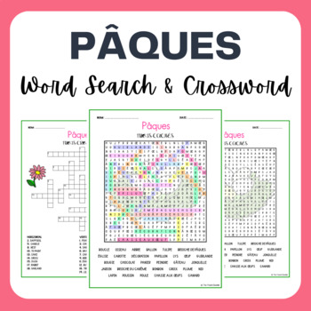 Preview of FRENCH Easter / Pâques Word Search & Crossword Activities