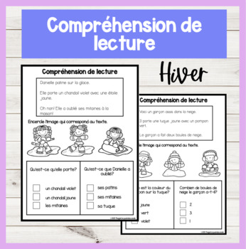 Preview of FRENCH Easy Reading Comprehension L'hiver | Compréhension de lecture Winter